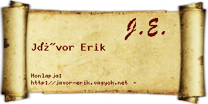 Jávor Erik névjegykártya